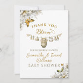 Boho Butterfly Baby in Bloom Baby Shower サンキューカード (正面)