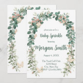 Boho Butterfly Baby Sprinkle Invitation Sage Green 招待状 (正面/裏面)