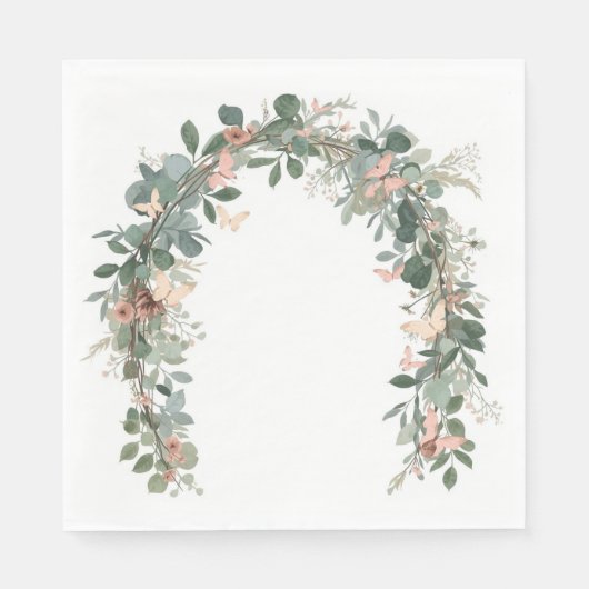 Boho Butterfly Baby Sprinkle Napkins Eucalyptus スタンダードランチョンナプキン (正面)