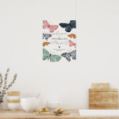 Boho Butterfly Enchanted Birthday Party Welcome ポスター (キッチン)