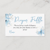 Boho Butterfly Floral Blue Boy Baby Shower Diaper エンクロージャーカード (正面)
