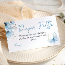 Boho Butterfly Floral Blue Boy Baby Shower Diaper エンクロージャーカード
