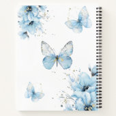 Boho Butterfly Floral Blue Boy Baby Shower Guest ノートブック (裏面)