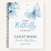 Boho Butterfly Floral Blue Boy Baby Shower Guest ノートブック (正面)