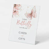 Boho Butterfly Floral Girl Baby Shower Favor 台座サイン (正面)