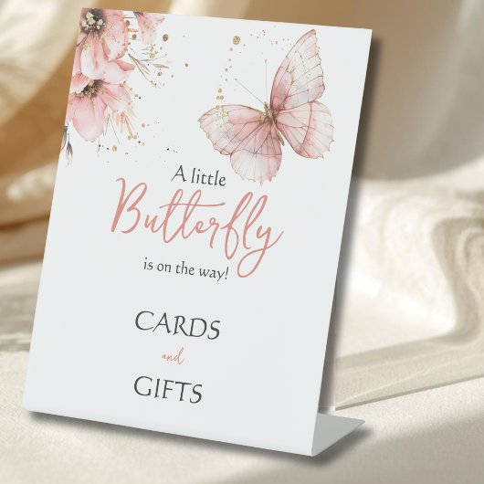 Boho Butterfly Floral Girl Baby Shower Favor 台座サイン