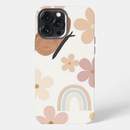Boho Butterfly & Floral Vintage Phone Case iPhoneケース (裏面)