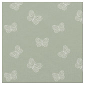 Boho Butterfly Modern Girly Spring Animal Sage ファブリック (クローズアップ)