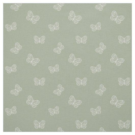 Boho Butterfly Modern Girly Spring Animal Sage ファブリック (見本)