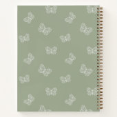 Boho Butterfly Pattern School Girl Name Sage Green ノートブック (裏面)
