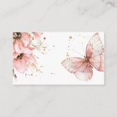 Boho Butterfly Pink Floral Girl Baby Shower Diaper エンクロージャーカード (裏面)