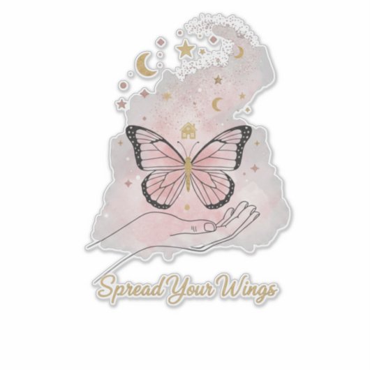 Boho Butterfly "Spread Your Wings" Sticker シール (正面)