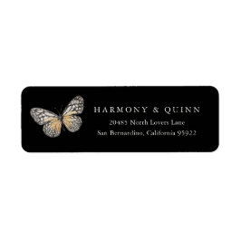 Boho Butterfly Wedding Return Address Labels ラベル