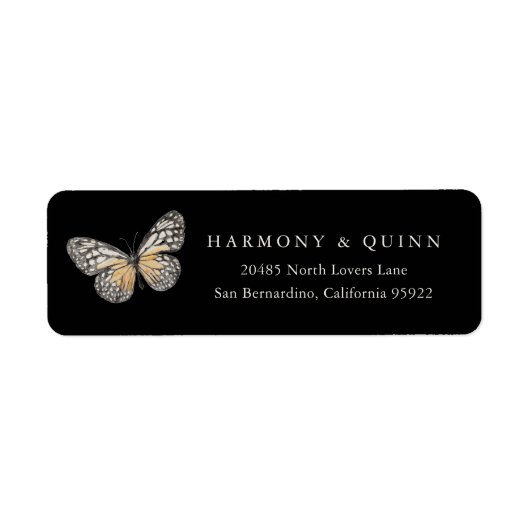 Boho Butterfly Wedding Return Address Labels ラベル (正面)