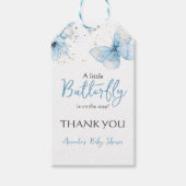Boho Butterfly Wildflower Floral Blue Baby Shower ギフトタグ (正面)