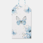 Boho Butterfly Wildflower Floral Blue Baby Shower ギフトタグ (裏面)