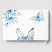 Boho Butterfly Wildflower Floral Blue Baby Shower ゲストブック (裏面)