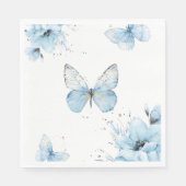 Boho Butterfly Wildflower Floral Blue Baby Shower スタンダードランチョンナプキン (正面)