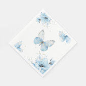 Boho Butterfly Wildflower Floral Blue Baby Shower スタンダードランチョンナプキン (角)