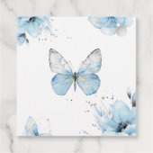 Boho Butterfly Wildflower Floral Blue Baby Shower フェイバータグ (裏面)