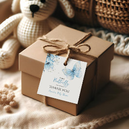 Boho Butterfly Wildflower Floral Blue Baby Shower フェイバータグ