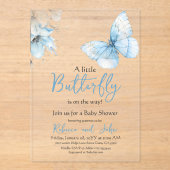 Boho Butterfly Wildflower Floral Boy Baby Shower アクリル招待状 (正面)