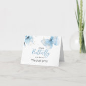 Boho Butterfly Wildflower Floral Boy Baby Shower サンキューカード (正面)