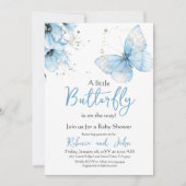 Boho Butterfly Wildflower Floral Boy Baby Shower 招待状 (正面)
