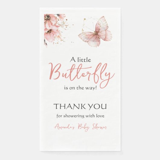 Boho Butterfly Wildflower Floral Girl Baby Shower (正面)