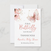 Boho Butterfly Wildflower Floral Girl Baby Shower サンキューカード (正面)