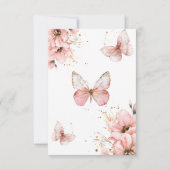 Boho Butterfly Wildflower Floral Girl Baby Shower サンキューカード (裏面)
