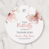 Boho Butterfly Wildflower Floral Girl Baby Shower フェイバータグ (正面)