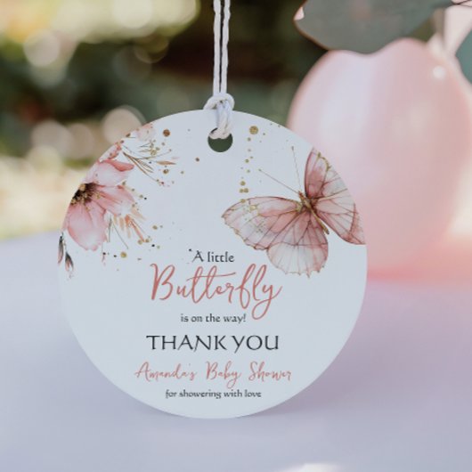 Boho Butterfly Wildflower Floral Girl Baby Shower フェイバータグ
