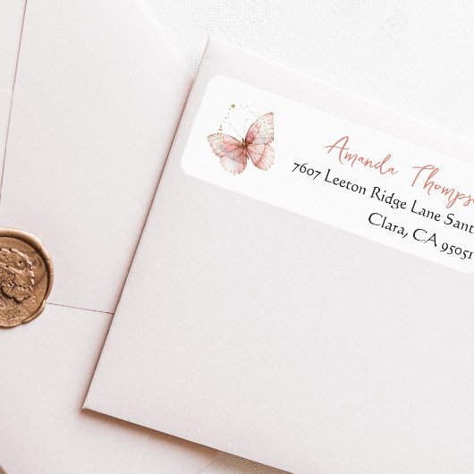 Boho Butterfly Wildflower Floral Girl Baby Shower ラベル