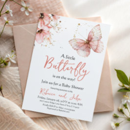 Boho Butterfly Wildflower Floral Girl Baby Shower 招待状