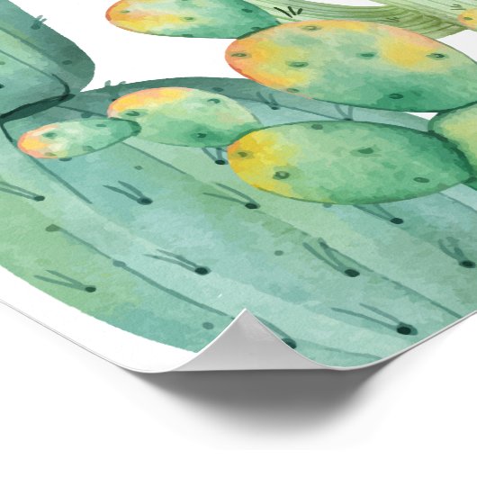 Boho Cactusエレガントアーチベイビーシャワーウェルカム ポスター (角)