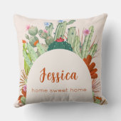 Boho Cactus Arch Desert Pampasスクリプト名 クッション (裏面)