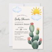 Boho Cactus Baby Shower 招待状 (正面)