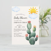 Boho Cactus Baby Shower 招待状 (スタンド正面)