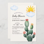 Boho Cactus Baby Shower 招待状 (正面/裏面)