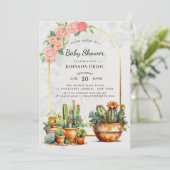 Boho Cactus Baby Shower 招待状 (スタンド正面)