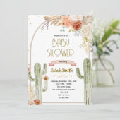 Boho cactus baby shower Invitation 招待状 (スタンド正面)