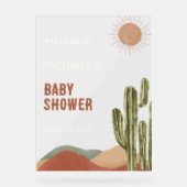 Boho Cactus Desert Baby Shower Western Arizona アクリルサイン (正面)