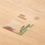Boho Cactus Desert Baby Shower Western Arizona アクリル招待状 (レイダウン)