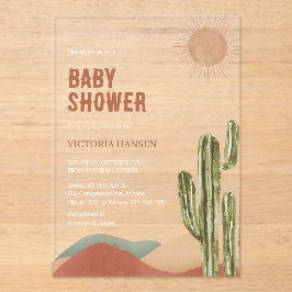 Boho Cactus Desert Baby Shower Western Arizona アクリル招待状