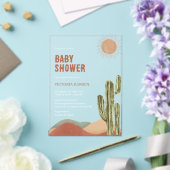 Boho Cactus Desert Baby Shower Western Arizona アクリル招待状 (インサイチュ (ウェディング))