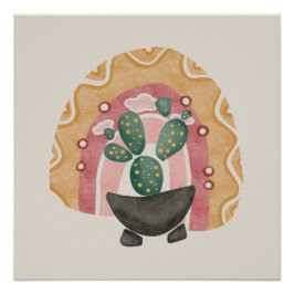 Boho Cactus Rainbow: Desert 鮮やか Vibes ポスター