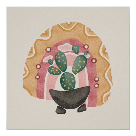 Boho Cactus Rainbow: Desert 鮮やか Vibes ポスター (正面)