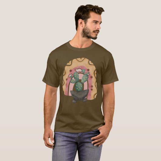 Boho Cactus Rainbow: Desert 鮮やか Vibes Tシャツ (正面フル)