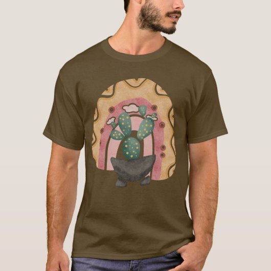 Boho Cactus Rainbow: Desert 鮮やか Vibes Tシャツ (正面)